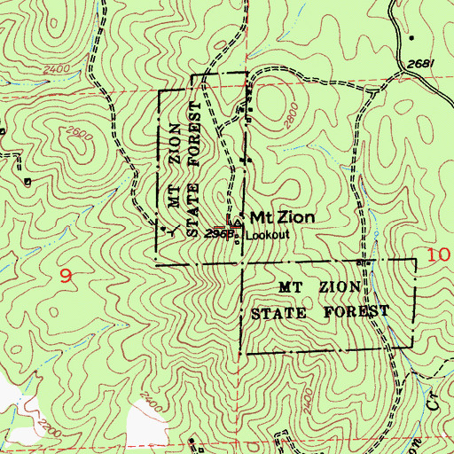 Topographic Map of Mount Zion, CA