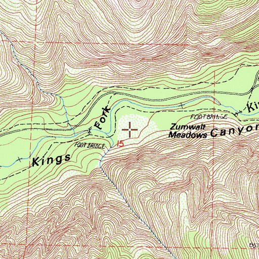 Topographic Map of Zumwalt Meadows, CA