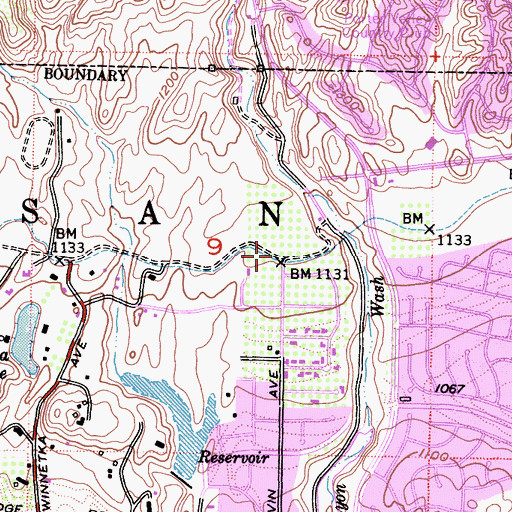 Topographic Map of Chatsworth Hi-Line Aqueduct, CA