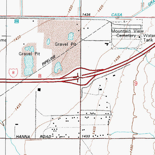 Topographic Map of Treckell Road Interchange, AZ
