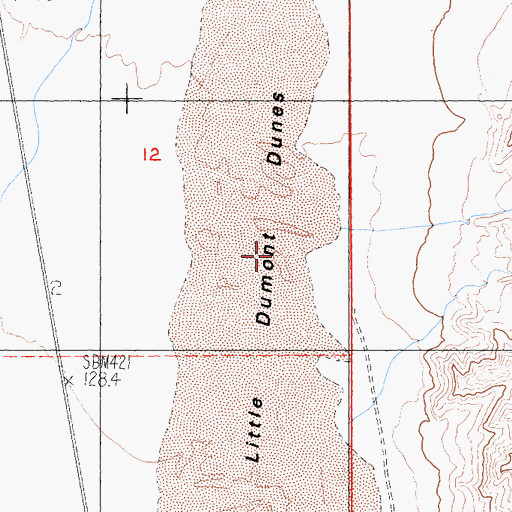 Topographic Map of Little Dumont Dunes, CA