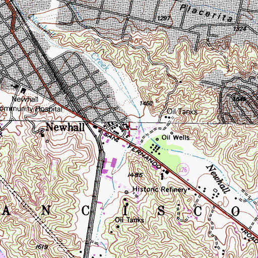 Topographic Map of Newhall Tunnel, CA