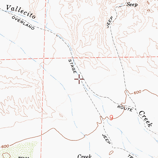 Topographic Map of Old Overland Stage Route, CA