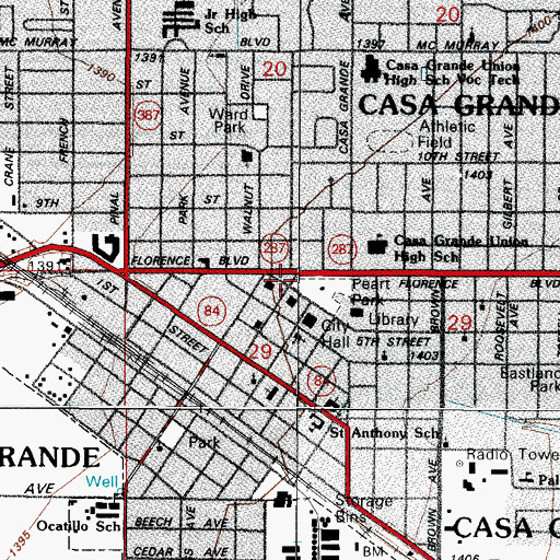 Topographic Map of Upeart Park, AZ