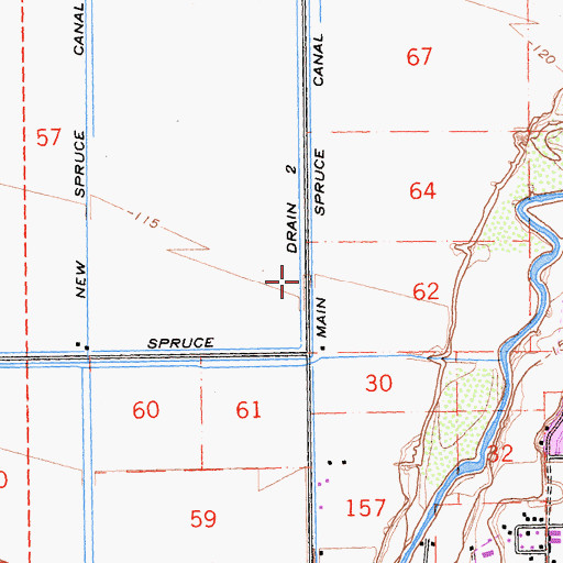 Topographic Map of Spruce Drain 2, CA