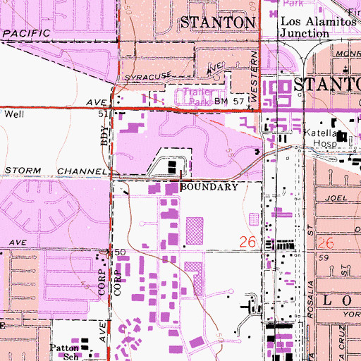 Topographic Map of Stanton Storm Channel, CA