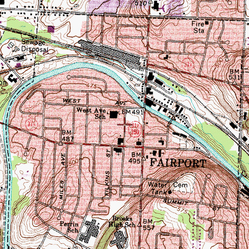 Topographic Map of Fairport Public Library, NY