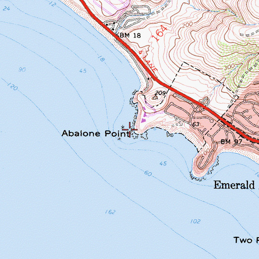 Topographic Map of Abalone Point, CA