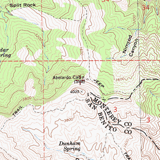 Topographic Map of Abelardo Cabin, CA