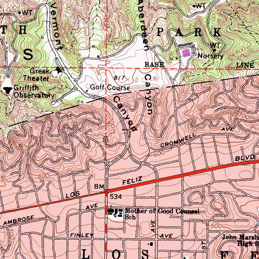 Topographic Map of Aberdeen Canyon, CA