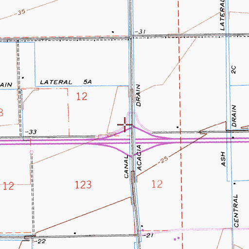 Topographic Map of Acacia Drain, CA