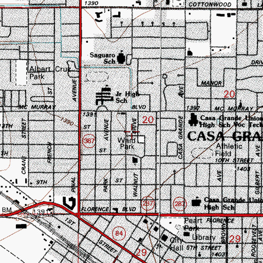 Topographic Map of Ward Park, AZ