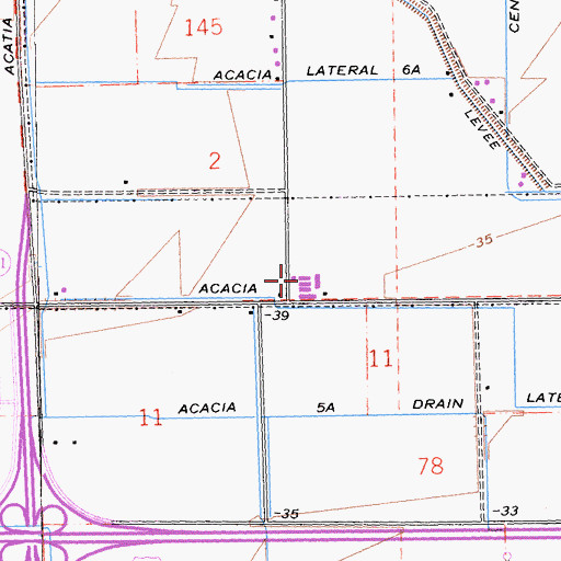 Topographic Map of Acacia School, CA