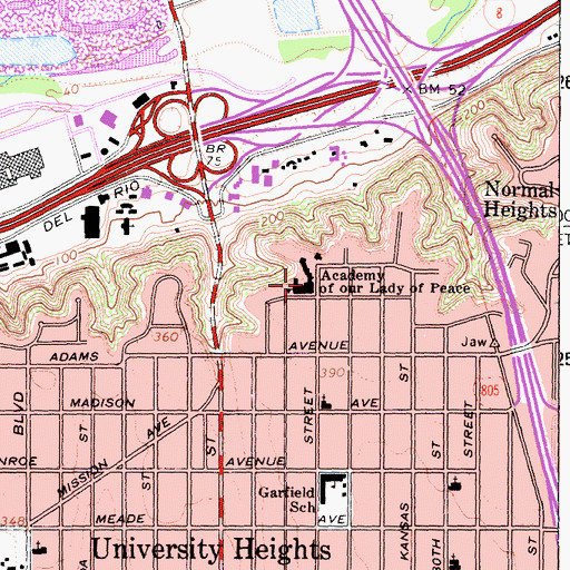 Topographic Map of Academy of our Lady of Peace, CA