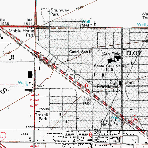 Topographic Map of Washington Mini Park Site, AZ