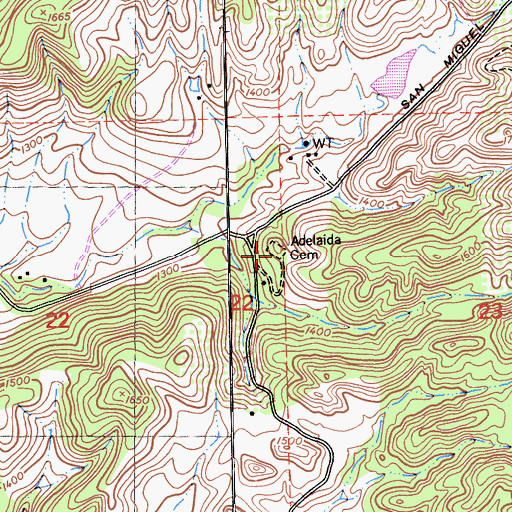 Topographic Map of Adelaida Cemetery, CA