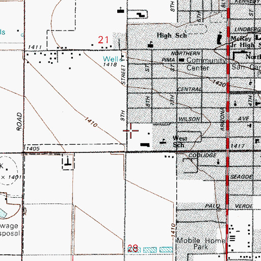 Topographic Map of West Park, AZ