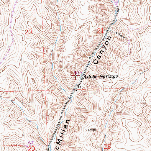 Topographic Map of Adobe Springs, CA
