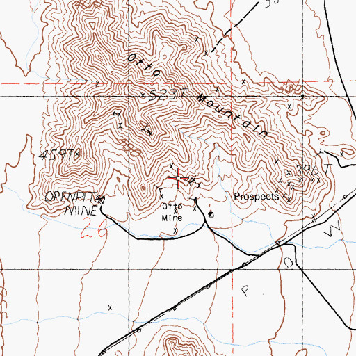 Topographic Map of Otto Mine, CA