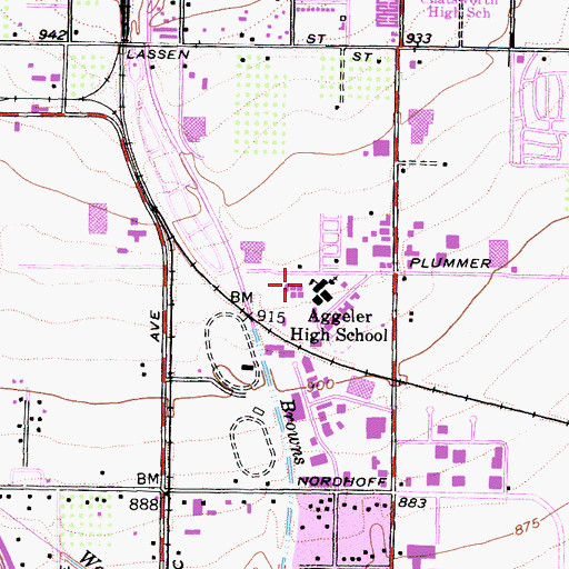 Topographic Map of Aggeler High School, CA