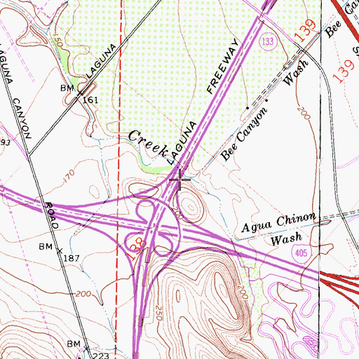 Topographic Map of Agua Chinon Wash, CA