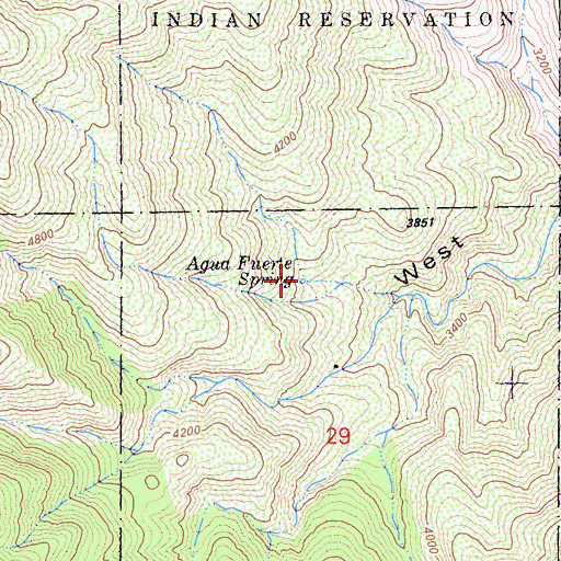 Topographic Map of Agua Fuerte Spring, CA