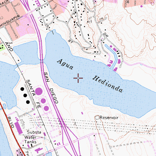Topographic Map of Agua Hedionda, CA