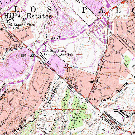 Topographic Map of Agua Magna Canyon, CA