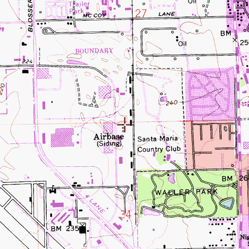 Topographic Map of Airbase, CA