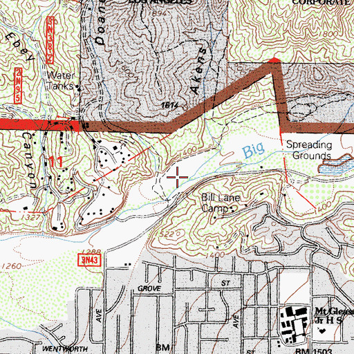 Topographic Map of Akens Canyon, CA