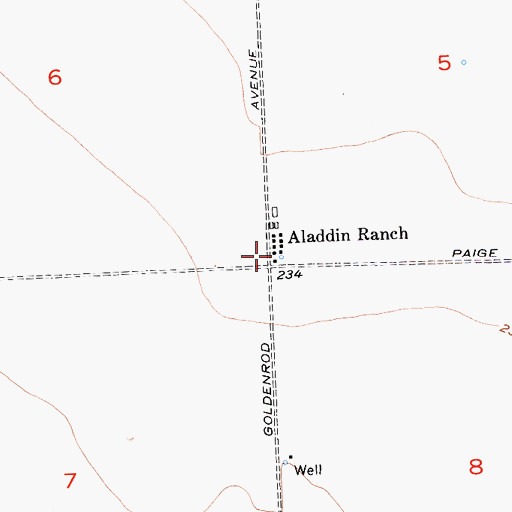 Topographic Map of Aladdin Ranch, CA