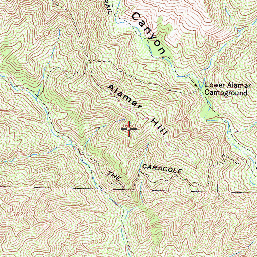 Topographic Map of Alamar Hill, CA