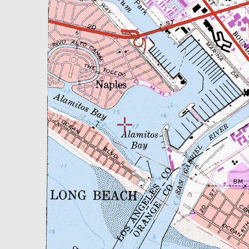 Topographic Map of Alamitos Bay, CA