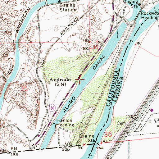 Topographic Map of Alamo Canal, CA