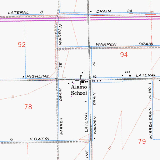 Topographic Map of Alamo School, CA