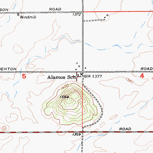 Topographic Map of Alamos School, CA