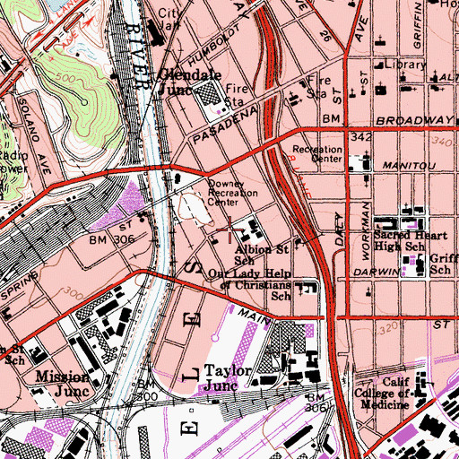 Topographic Map of Albion Elementary School, CA