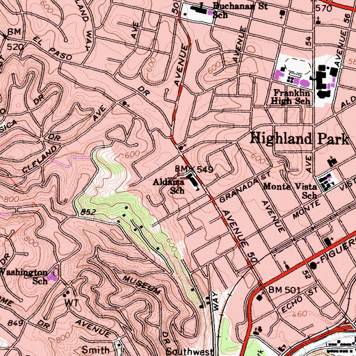 Topographic Map of Aldama Elementary School, CA