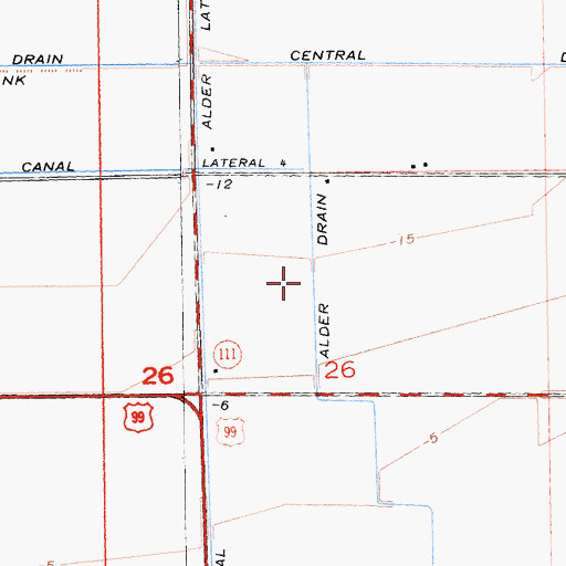 Topographic Map of Alder Drain, CA