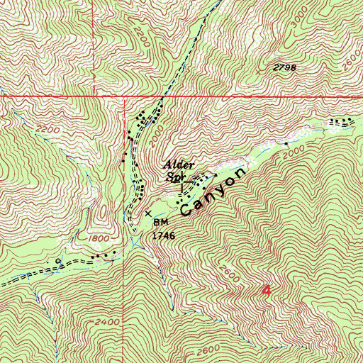 Topographic Map of Alder Spring, CA