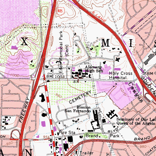 Topographic Map of Alemany High School, CA