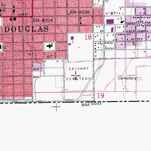 Topographic Map of Calvary Cemetery, AZ