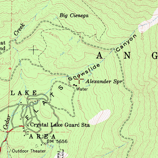 Topographic Map of Alexander Spring, CA