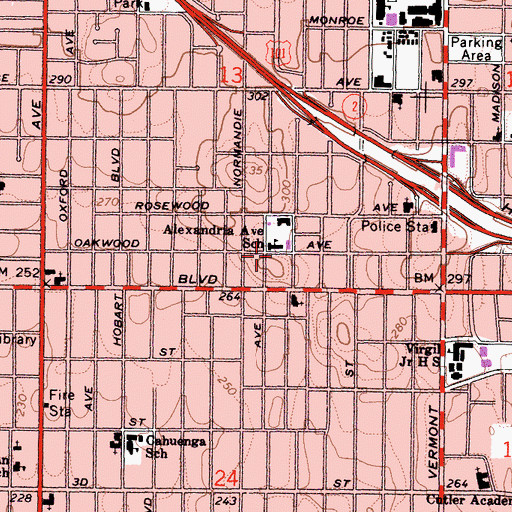 Topographic Map of Alexandria Elementary School, CA