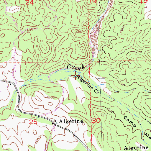 Topographic Map of Algerine Creek, CA