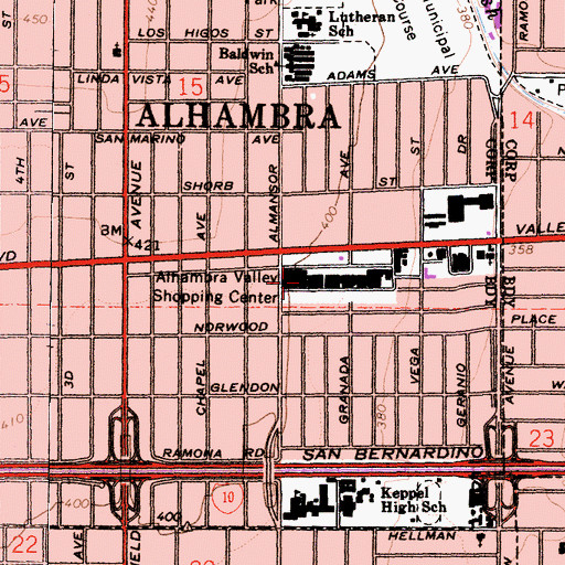 Topographic Map of Alhambra Valley Shopping Center, CA