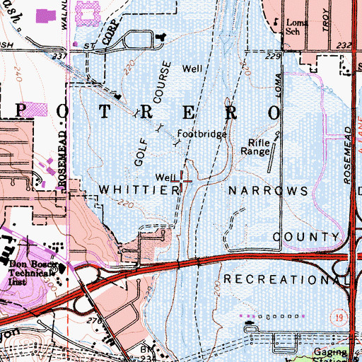 Topographic Map of Alhambra Wash, CA