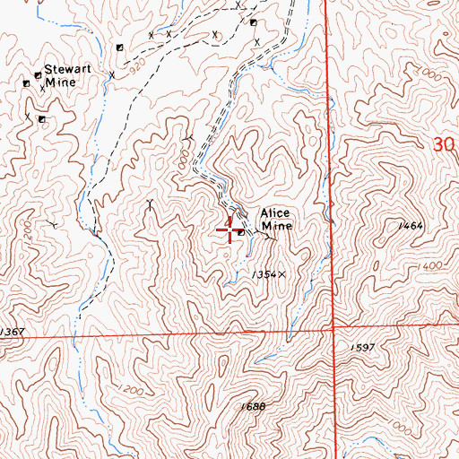 Topographic Map of Alice Mine, CA
