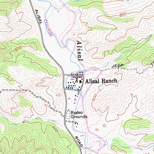 Topographic Map of Alisal Ranch, CA