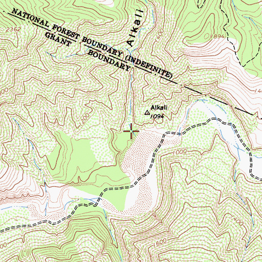 Topographic Map of Alkali Canyon, CA